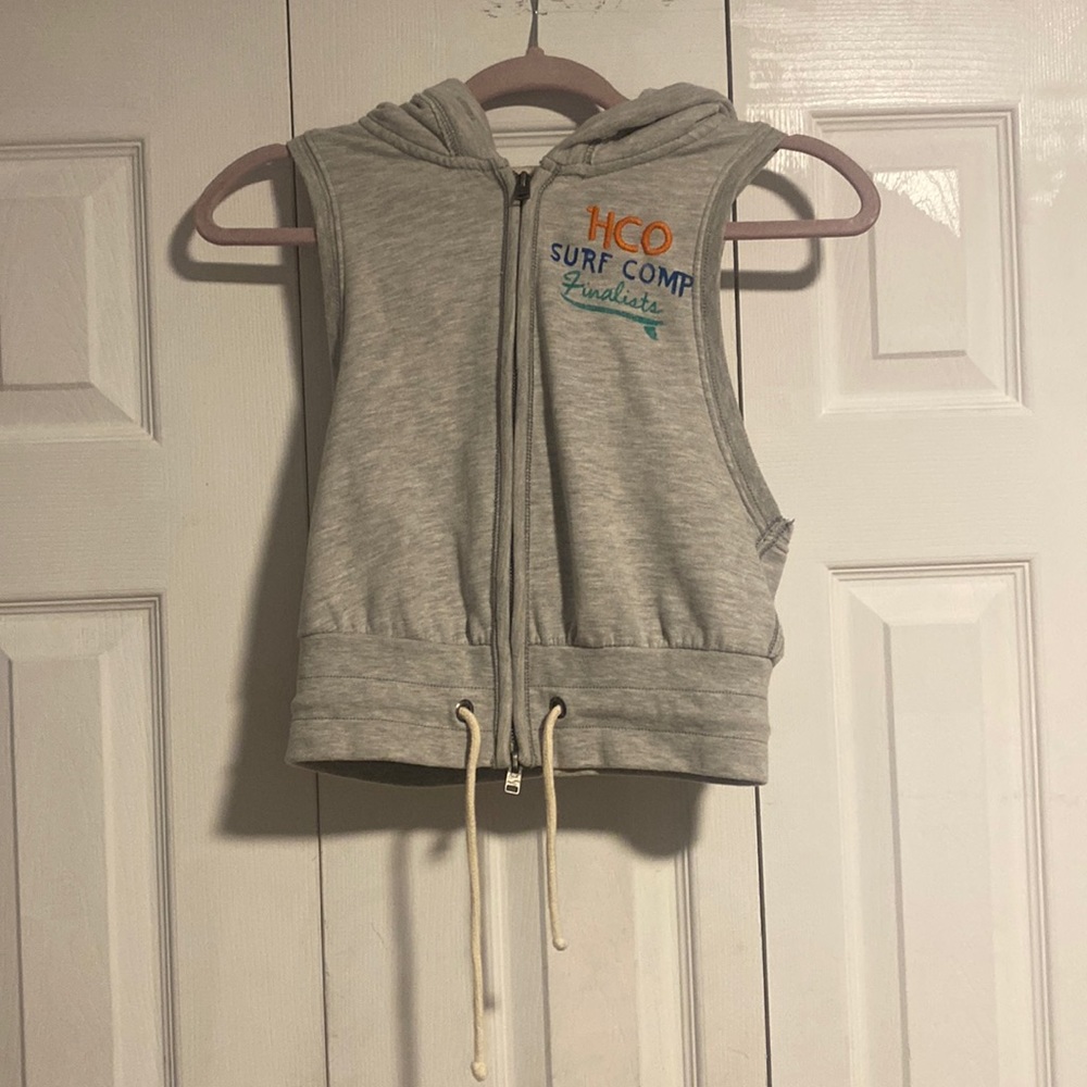 Hollister sleeveless vest cropped hoodie